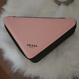 Prada Pink and Black Triangle Pouch With Goodies